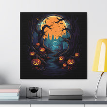 DistinctInk Canvas Wall Art with Haunted Evening Nightmare for Halloween
