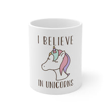 DistinctInk Glossy White Coffee / Tea Mug - I Believe in Unicorns