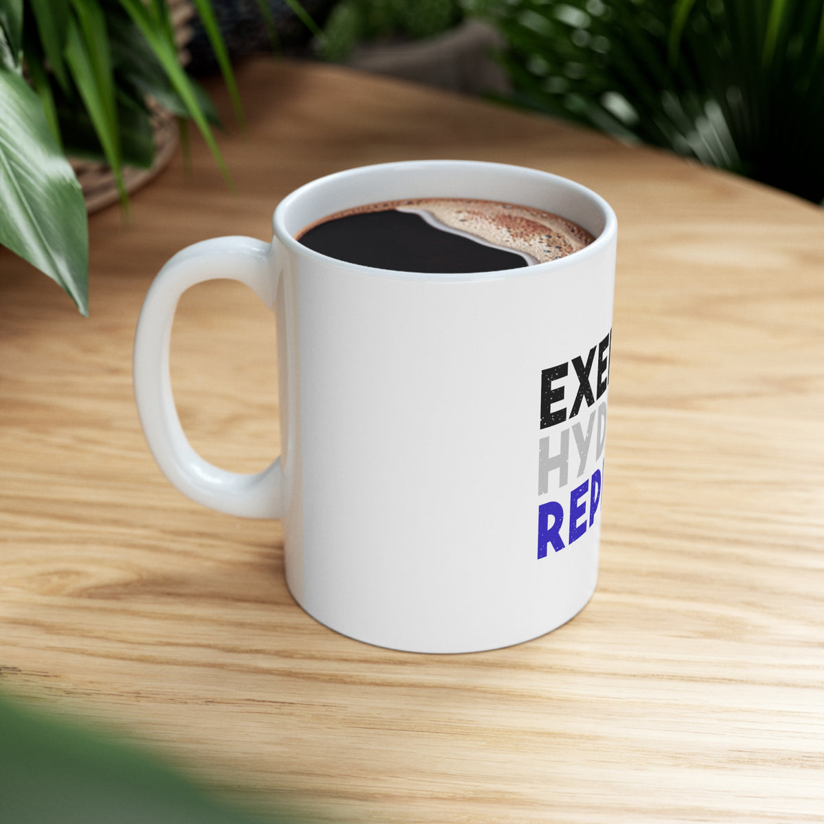 Glossy White Coffee / Tea Mug - Exert Hydrate Repeat, view 8