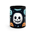 Black Coffee Mug - Skele-Ghostly Pumpkin Patch for Halloween