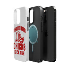 DistinctInk ToughCase for Apple iPhone, Compatible with MagSafe Charging - Firefighter Chicks Kick ASH