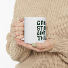 DistinctInk Glossy White Coffee / Tea Mug - Grass Stains Ain't No Thang