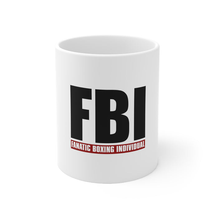 DistinctInk Glossy White Coffee / Tea Mug - FBI Fanatic Boxing Individual
