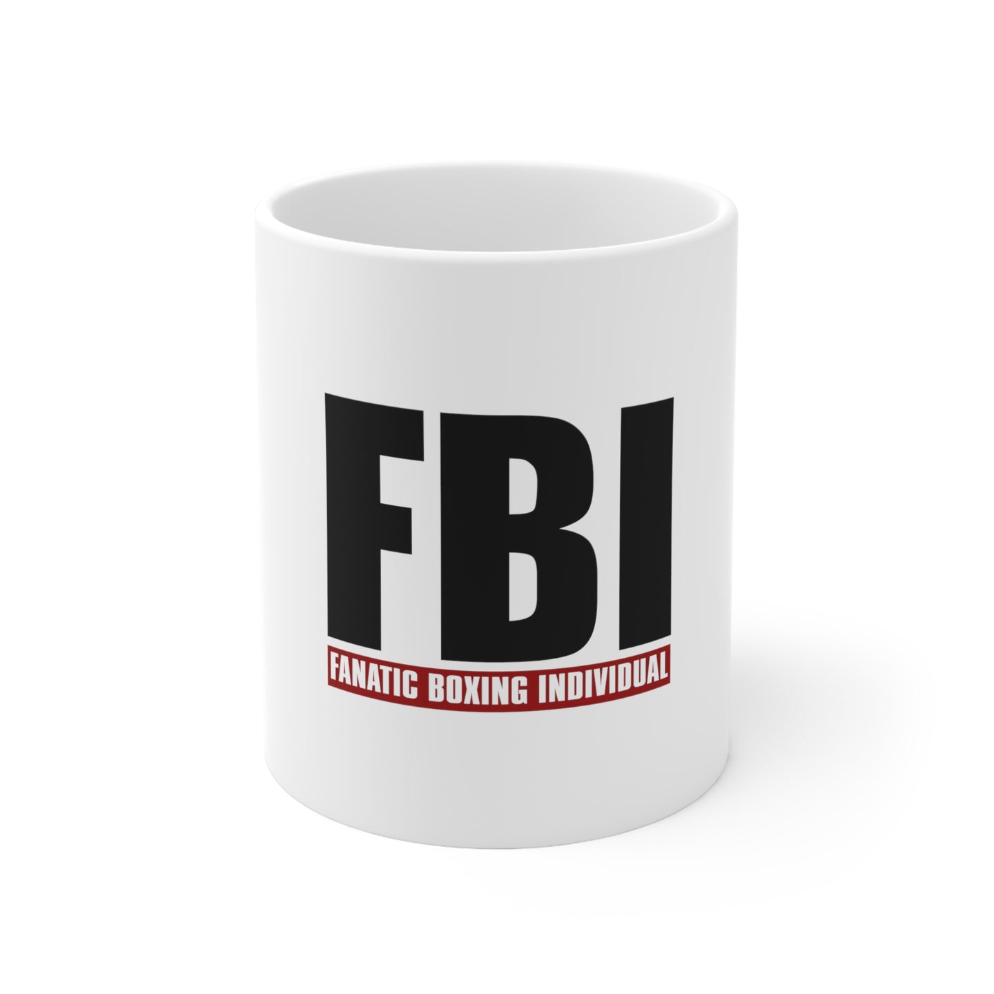 DistinctInk Glossy White Coffee / Tea Mug - FBI Fanatic Boxing Individual