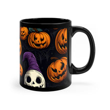 DistinctInk Black Coffee Mug - "Halloween Haunts and Pumpkin Pals" for Halloween