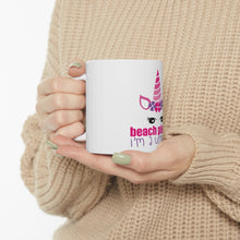 DistinctInk Glossy White Coffee / Tea Mug - Beach Please I'm a Unicorn