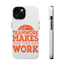 DistinctInk ToughCase for Apple iPhone, Compatible with MagSafe Charging - Teamwork Makes the Dream Work Basketball