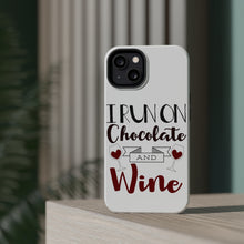 DistinctInk ToughCase for Apple iPhone, Compatible with MagSafe Charging - I Run on Chocolate and Wine