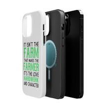 DistinctInk ToughCase for Apple iPhone, Compatible with MagSafe Charging - Hard Work & Character Make the Farmer