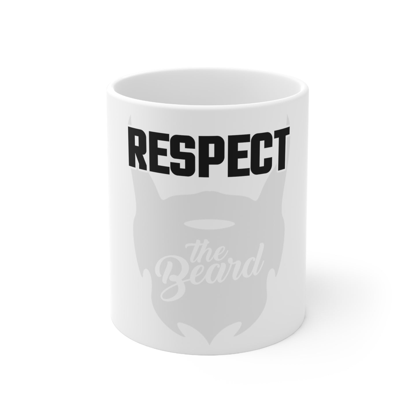 DistinctInk Glossy White Coffee / Tea Mug - Respect the Beard