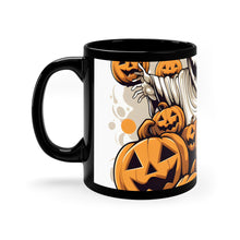 DistinctInk Black Coffee Mug - Ghostly Skeleton and Pumpkins for Halloween