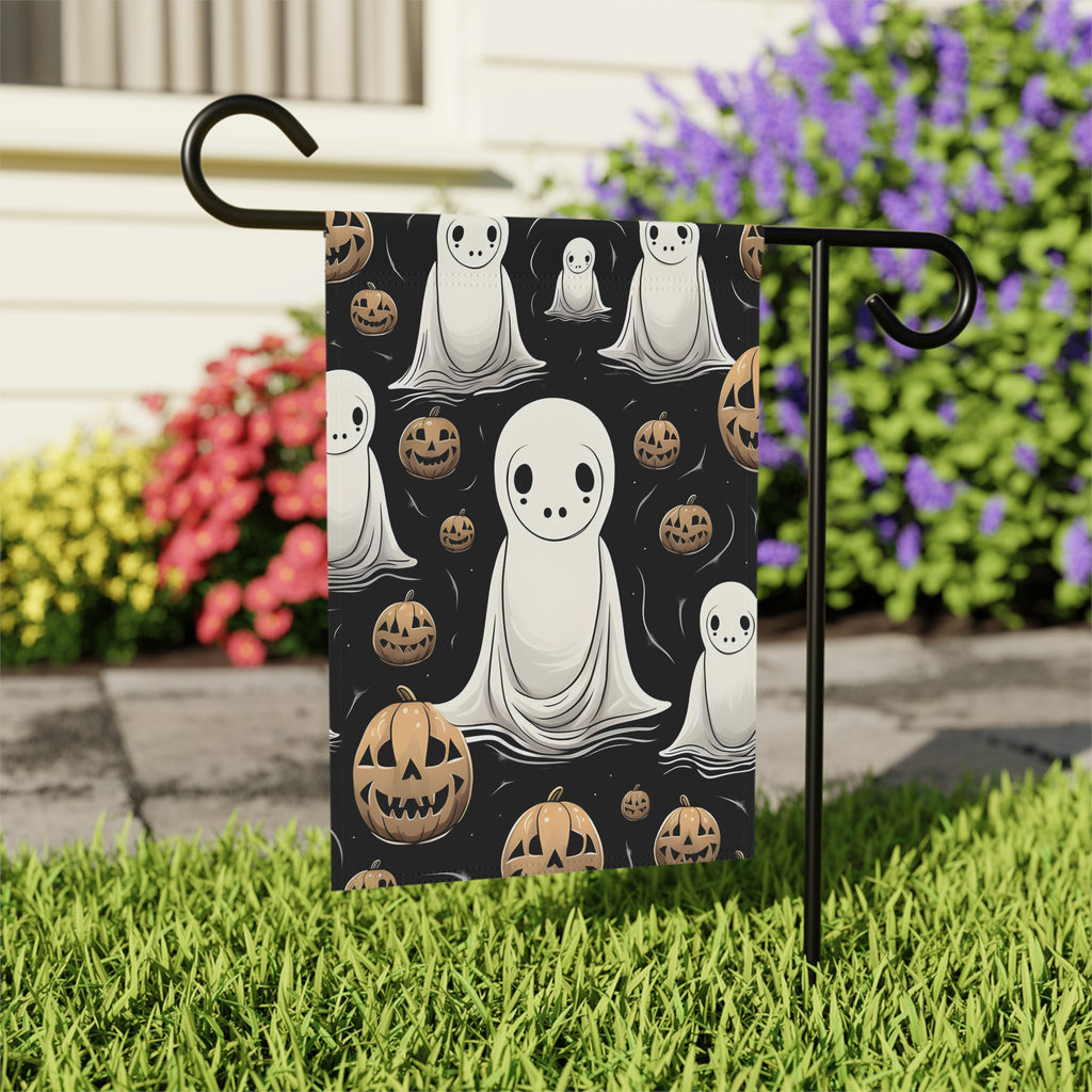 Garden & House Banner / Flag with Ghostly Skeleton and Pumpkin Design for Halloween, view 6