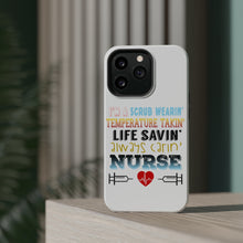 DistinctInk ToughCase for Apple iPhone, Compatible with MagSafe Charging - Scrub Wearing Temp Taking Life Saving Nurse