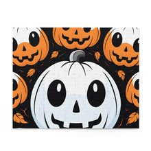 DistinctInk Jigsaw Puzzle with Ghost Skeleton Cartoon Pumpkin Design for Halloween