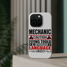 DistinctInk ToughCase for Apple iPhone, Compatible with MagSafe Charging - Mechanic Flying Tools & Offensive Language