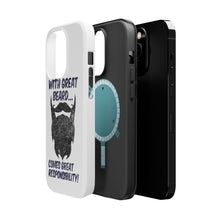 DistinctInk ToughCase for Apple iPhone, Compatible with MagSafe Charging - With Great Beard Comes Great Responsibility