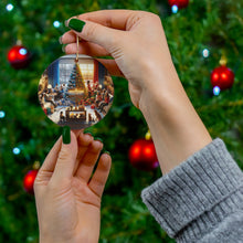 DistinctInk Hanging Ceramic Christmas Tree Ornament Charm with Gold String - Great Gift/Present - 2 3/4 inch Diameter - Winter Holiday Harmony