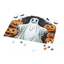 DistinctInk Jigsaw Puzzle with Ghost Skeleton Pumpkins Pattern Design for Halloween