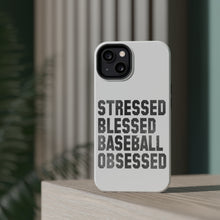 DistinctInk ToughCase for Apple iPhone, Compatible with MagSafe Charging - Stressed Blessed Baseball Obsessed