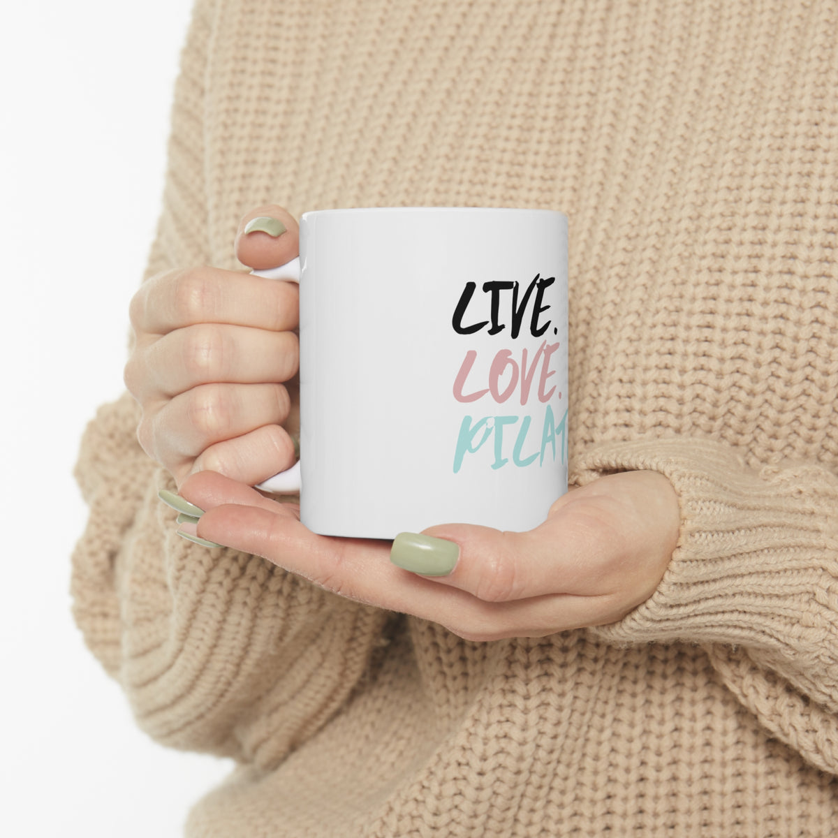 Glossy White Coffee / Tea Mug - Live. Love. Pilates., view 10
