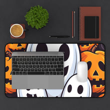 DistinctInk Desk Mat with Skele-Pumpkin Ghost Pattern Design for Halloween