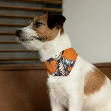 DistinctInk Adjustable Pet Banana Collar with Haunted Jack-O'-Skeleton Design for Halloween