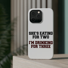 DistinctInk ToughCase for Apple iPhone, Compatible with MagSafe Charging - She's Eating For Two, I'm Drinking for 3