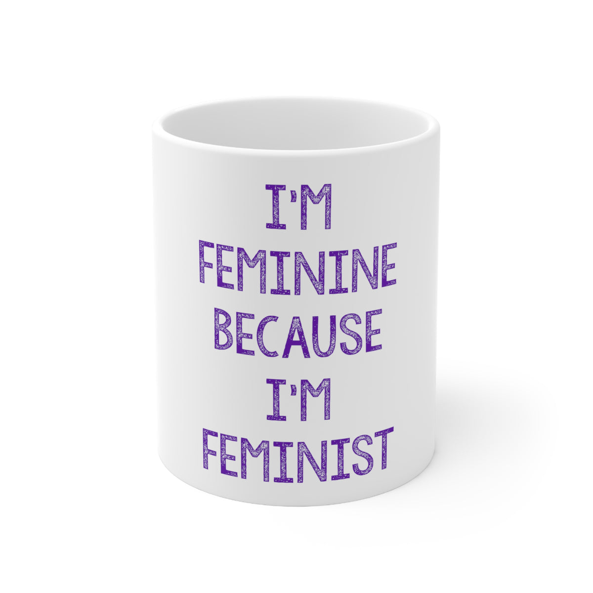 Glossy White Coffee / Tea Mug - I'm Feminine Because I'm Feminist