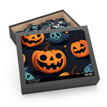 DistinctInk Jigsaw Puzzle with Nightly Fright of Bats and Ghouls Design for Halloween