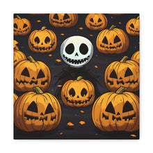 DistinctInk Canvas Wall Art with Ghastly Skeleton Pumpkins for Halloween