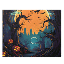 DistinctInk Jigsaw Puzzle with Haunted Evening Nightmare Design for Halloween