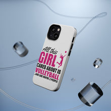 DistinctInk ToughCase for Apple iPhone, Compatible with MagSafe Charging - All This Girl Cares About is Volleyball