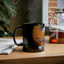 DistinctInk Black Coffee Mug - Haunted Jack-O'-Skeleton for Halloween