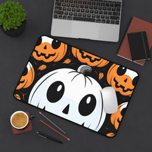 DistinctInk Desk Mat with Ghost Skeleton Cartoon Pumpkin Design for Halloween