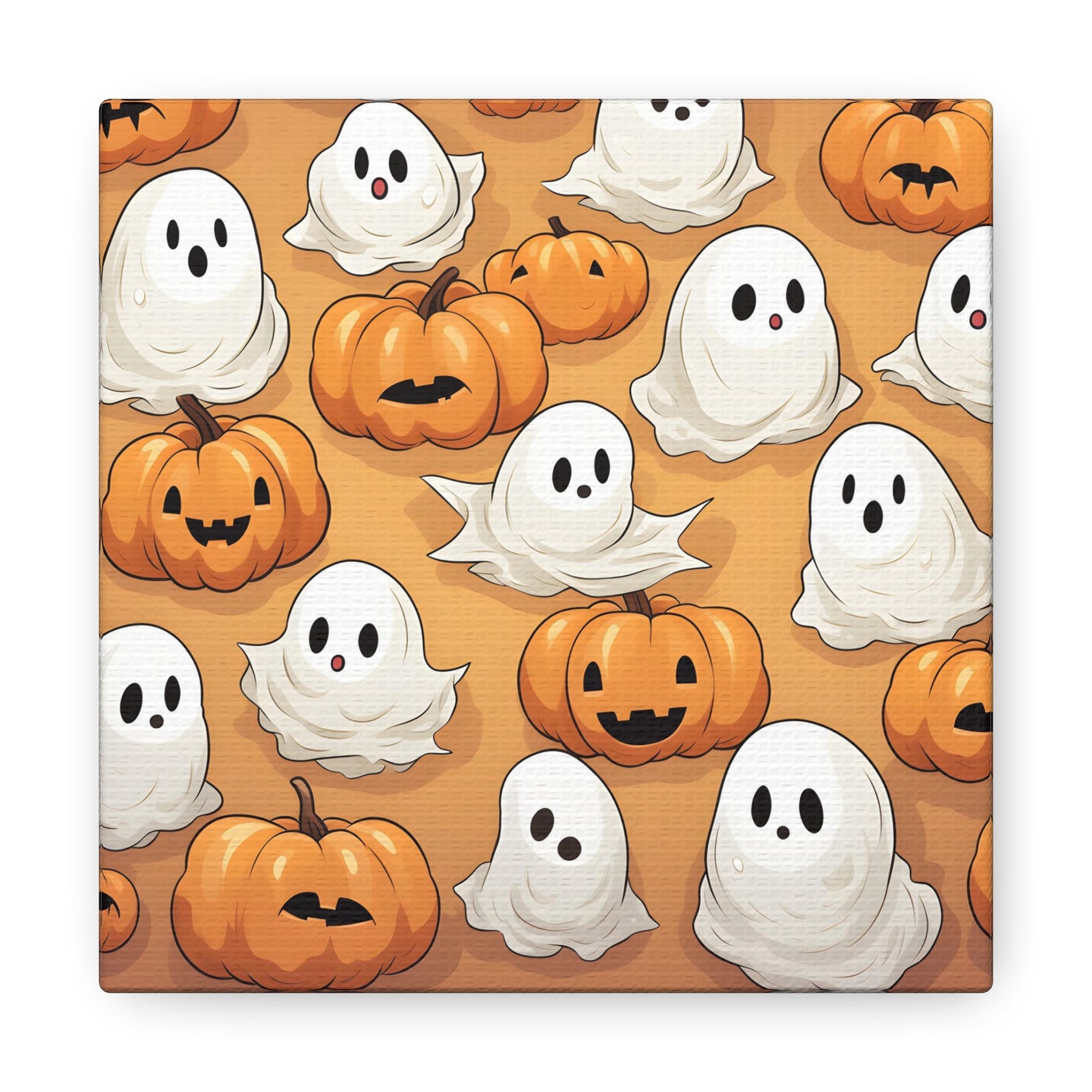 DistinctInk Canvas Wall Art with Ghostly Skeleton Pumpkin Patch for Halloween