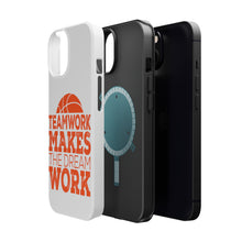 DistinctInk ToughCase for Apple iPhone, Compatible with MagSafe Charging - Teamwork Makes the Dream Work Basketball