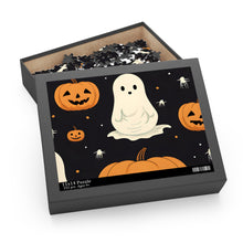 DistinctInk Jigsaw Puzzle with Spooky Skeleton Pumpkin Patch Design for Halloween