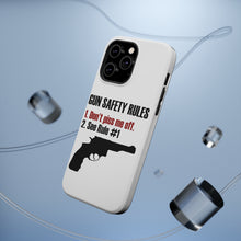 DistinctInk ToughCase for Apple iPhone, Compatible with MagSafe Charging - Gun Safety Rules, Don't Piss Me Off