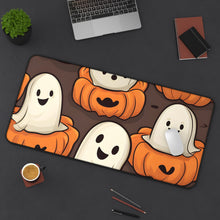 DistinctInk Desk Mat with Haunted Skeleton Pumpkin Patch Design for Halloween