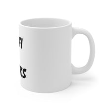 DistinctInk Glossy White Coffee / Tea Mug - Sci-Fi & Snacks
