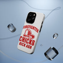 DistinctInk ToughCase for Apple iPhone, Compatible with MagSafe Charging - Firefighter Chicks Kick ASH