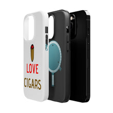 DistinctInk ToughCase for Apple iPhone, Compatible with MagSafe Charging - I Love Cigars