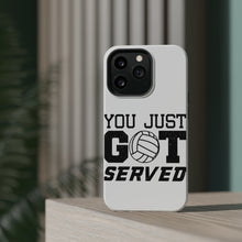 DistinctInk ToughCase for Apple iPhone, Compatible with MagSafe Charging - You Just Got Served Volleyball