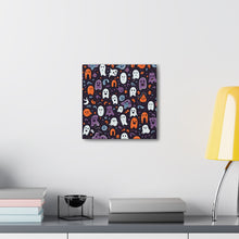 DistinctInk Canvas Wall Art with Skeletal Ghostly Pumpkins for Halloween