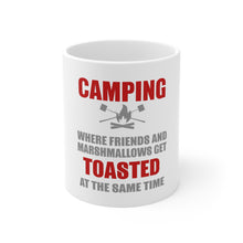 DistinctInk Glossy White Coffee / Tea Mug - Camping - Friends & Marshmallows Get Toasted