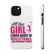 DistinctInk ToughCase for Apple iPhone, Compatible with MagSafe Charging - All This Girl Cares About is Volleyball
