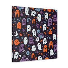 DistinctInk Canvas Wall Art with Skeletal Ghostly Pumpkins for Halloween