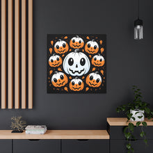 DistinctInk Canvas Wall Art with Ghost Skeleton Cartoon Pumpkin for Halloween
