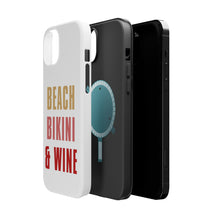 DistinctInk ToughCase for Apple iPhone, Compatible with MagSafe Charging - Beach Bikini & Wine