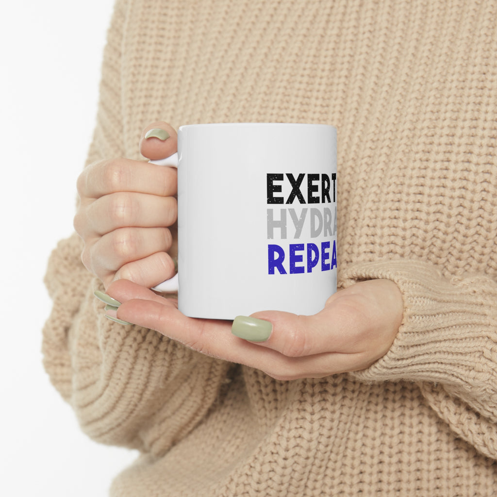 Glossy White Coffee / Tea Mug - Exert Hydrate Repeat, view 10